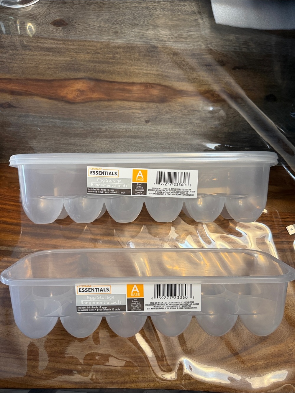 Essentials Clear Plastic Egg Holder Set holds 24 eggs with lids.